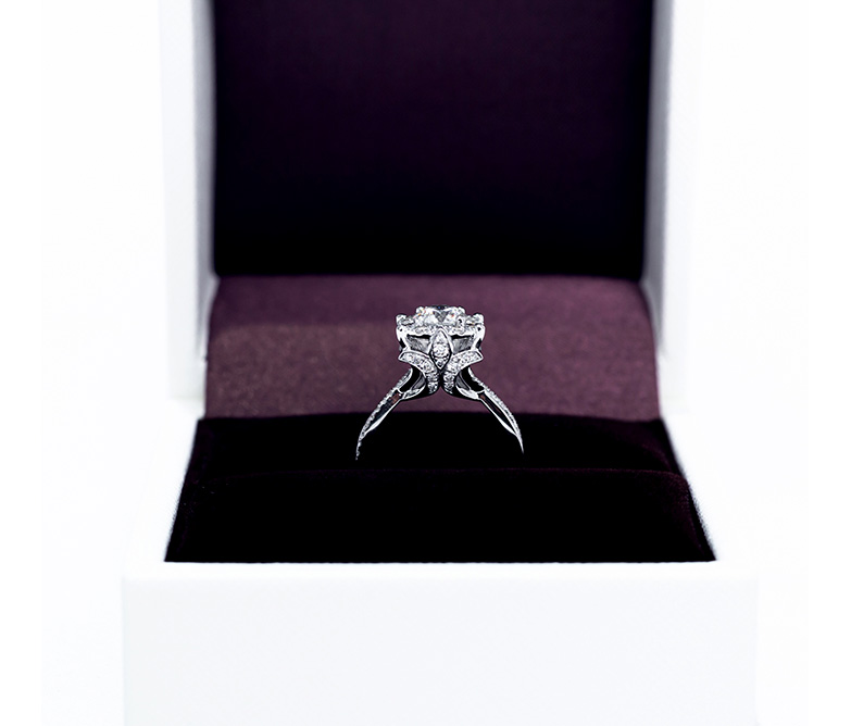 Twisted Vine Halo Diamond Engagement Ring