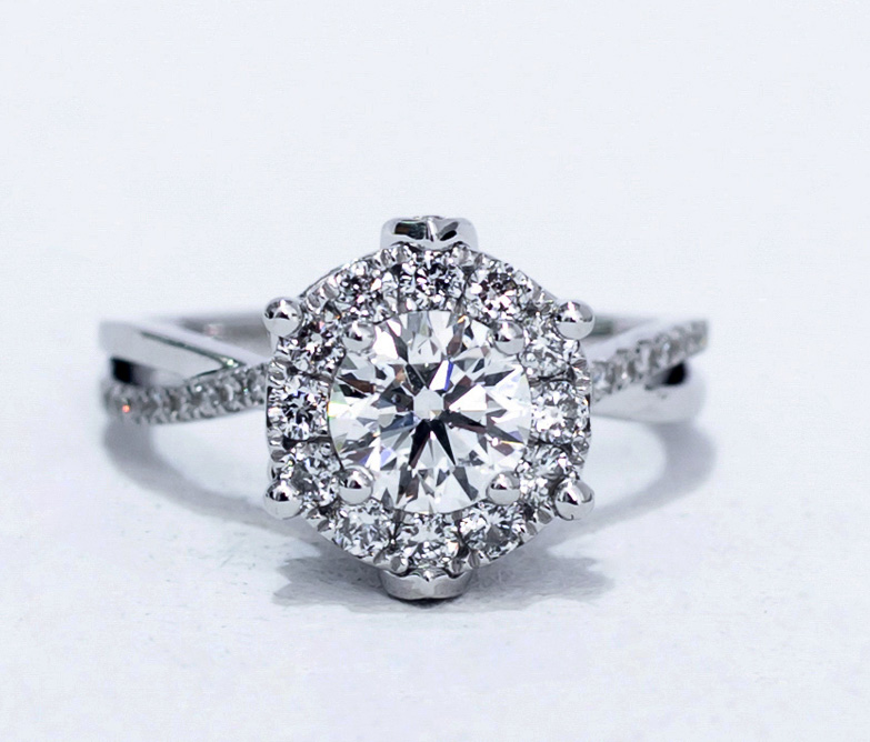 Twisted Vine Halo Diamond Engagement Ring
