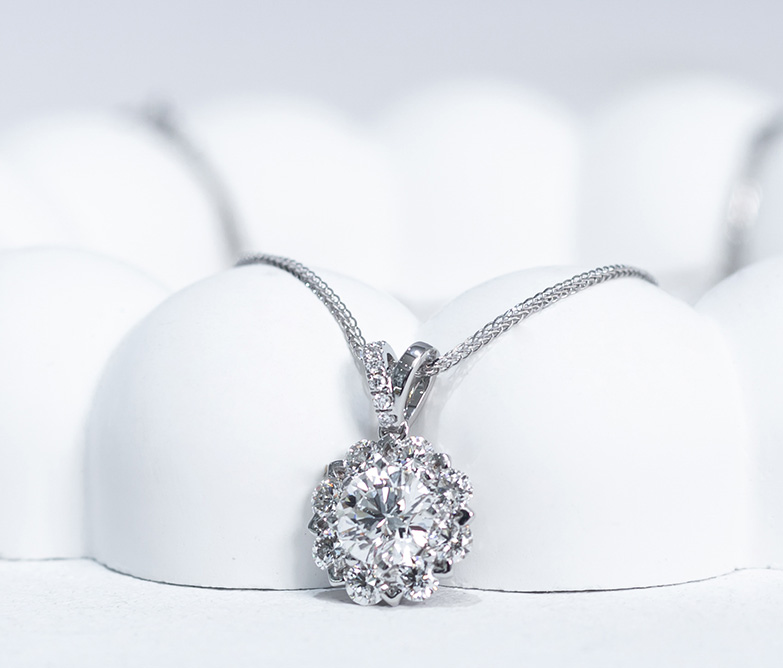 Silver Flower Diamond Pendant