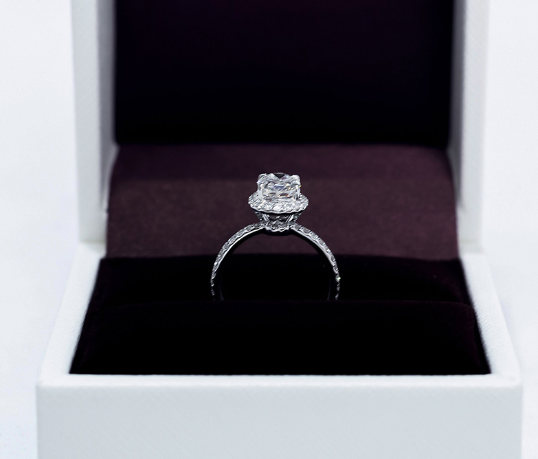 Oval Halo Three-quarter Coverage Diamond Engagement Ring