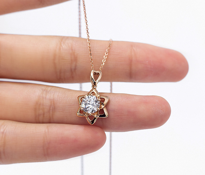 Flower Solitaire Pendant Necklace