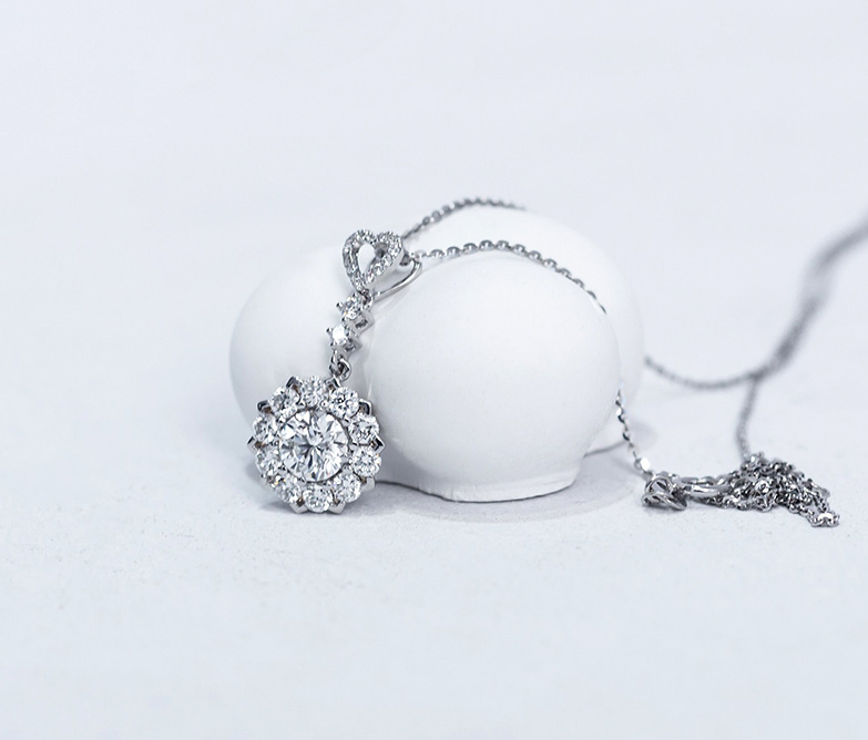 Round Halo Pendant Necklace