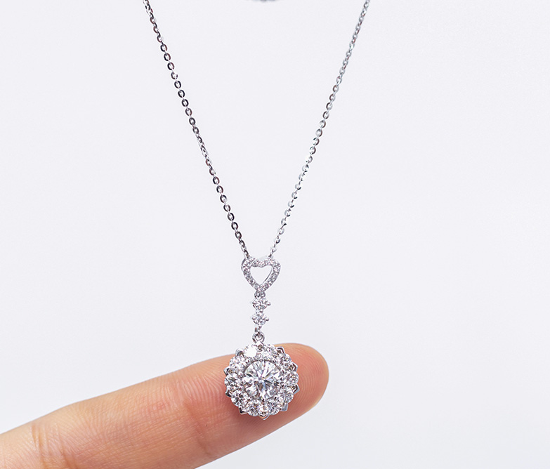 Round Halo Pendant Necklace