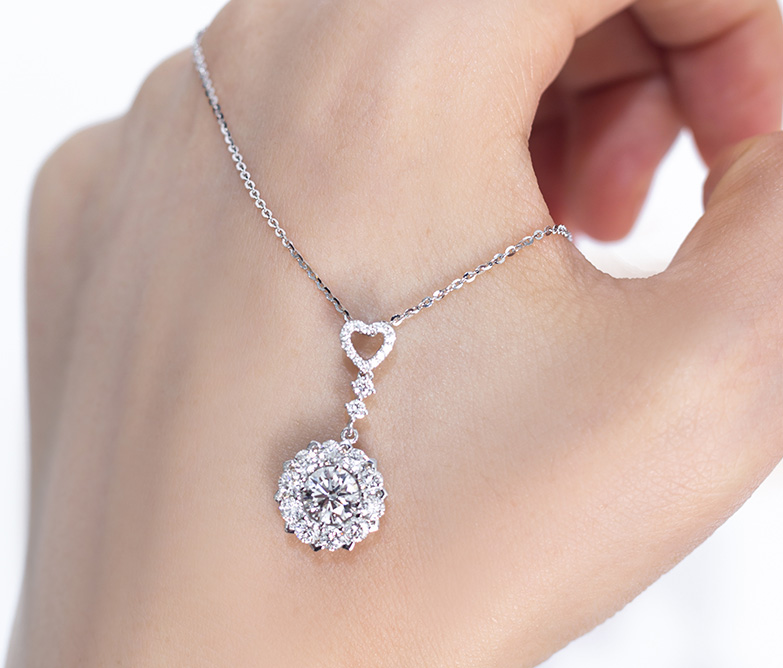 Round Halo Pendant Necklace